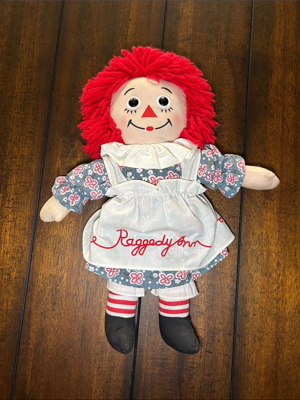 Raggedy Ann Plush Costume Doll - Red Hair, Blue Floral Dress